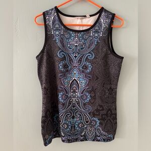 ATHLETA Black and Blue Paisley Women's Tank Top